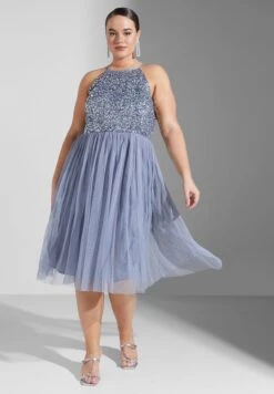 Halter Neck Tulle Sequin Detail Dress