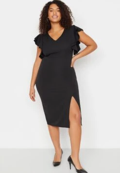 Ruffle Sleeve Slit Detail Dress