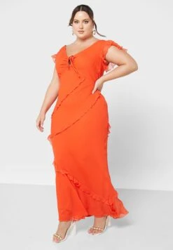 Tie Detail Ruffle Dress