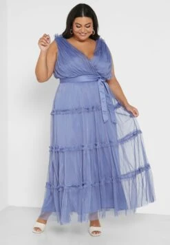 Plunge Neck Ruffle Detail Dress