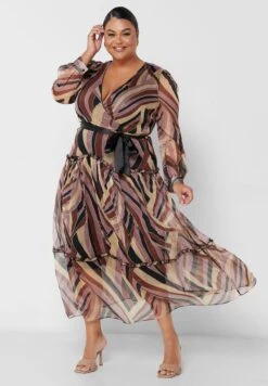 Printed Belt Detail Skater Dress