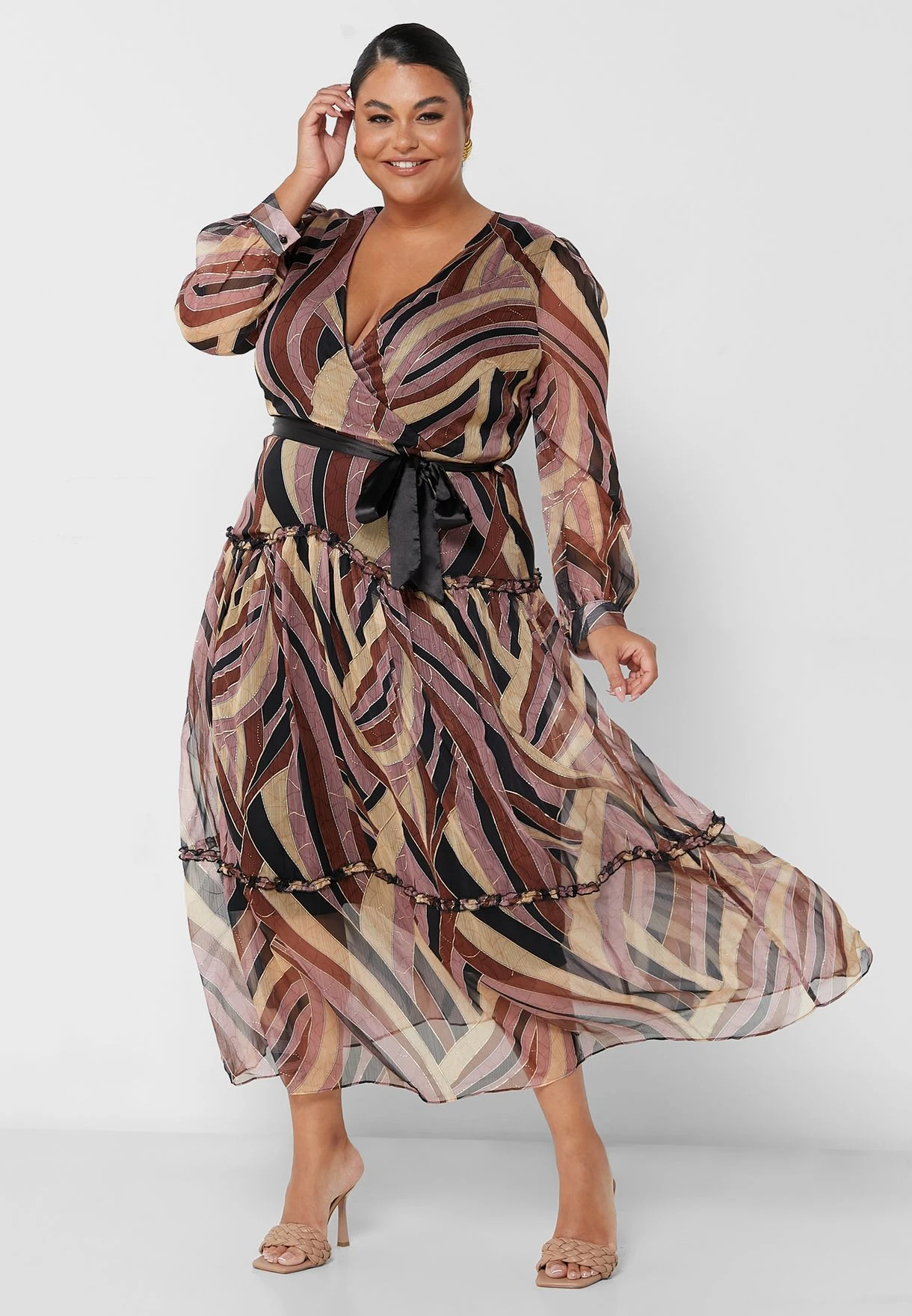 Printed Belt Detail Skater Dress 3 Printed Belt Detail Skater Dress