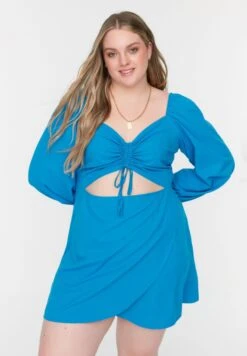 Balloon Sleeve Cut Out Detail Dress