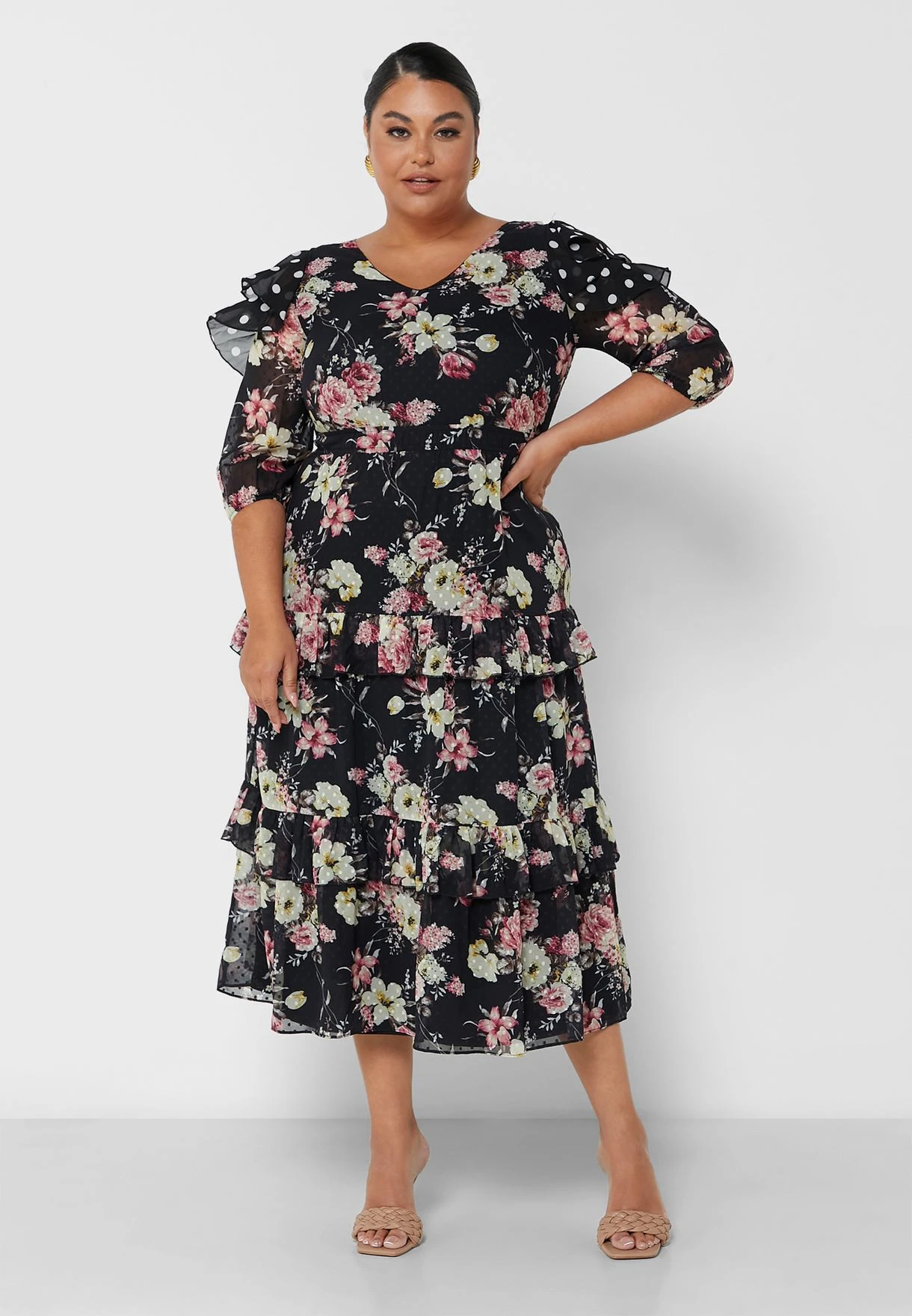 Floral Print Ruffle Detail Dress 3 Floral Print Ruffle Detail Dress