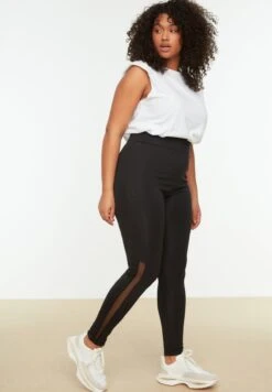High Waist Tulle Detail Leggings
