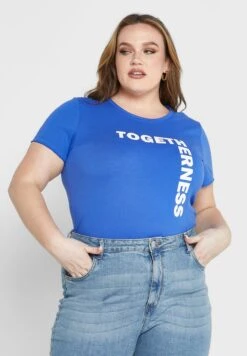 ONLY CARMAKOMA Round Neck Slogan T-Shirt