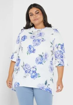 Floral Flute Sleeve Tunic
