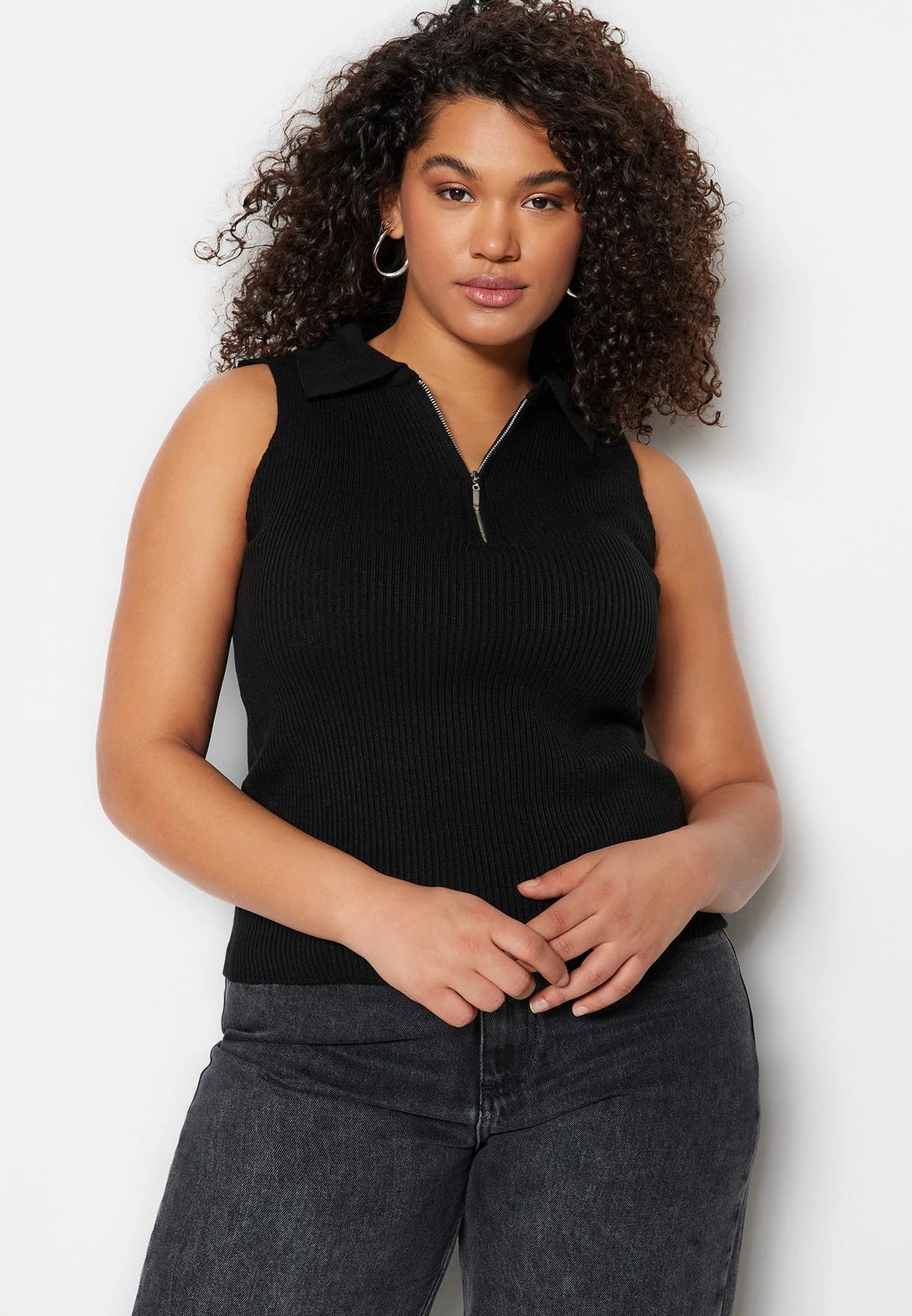 Zip Neck Ribbed Top 3 Zip Neck Ribbed Top