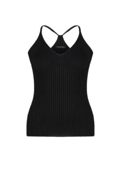 Ribbed V-Neck Knitted Top