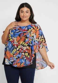 Avenue Printed Cold Shoulder Top