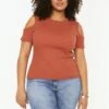 Crew Neck Cold Shoulder Top 1 Crew Neck Cold Shoulder Top -CARMAKOMA Clothing Sales 1 zoom desktop 352