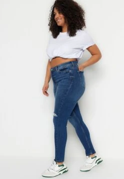 High Waist Distressed Skinny Jeans