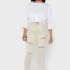 Ecru Plus Size Rip Detail Stretch Skinny Jeans 1 Ecru Plus Size Rip Detail Stretch Skinny Jeans -CARMAKOMA Clothing Sales 1 zoom desktop 386