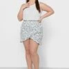 Blue Plus Size Ruffle Detail Printed Mini Skirt 2 Blue Plus Size Ruffle Detail Printed Mini Skirt -CARMAKOMA Clothing Sales 1 zoom desktop 392