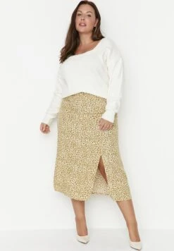 Printed Side Slit Midi Skirt