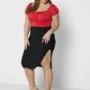 Black Plus Size Ribbed Midi Skirt -CARMAKOMA Clothing Sales 1 zoom desktop 412