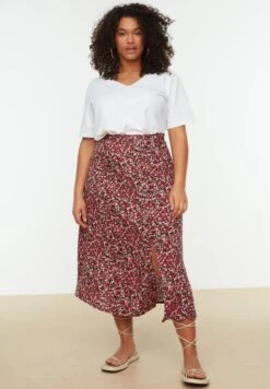 Floral Print Front Slit Skirt