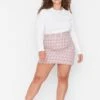 Checked High Waist Mini Skirt