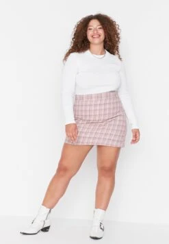 Checked High Waist Mini Skirt