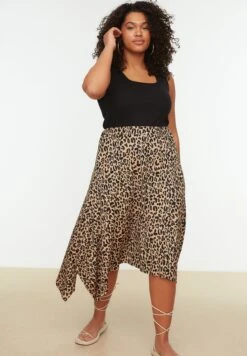 Asymmetric Printed Midi Skirt