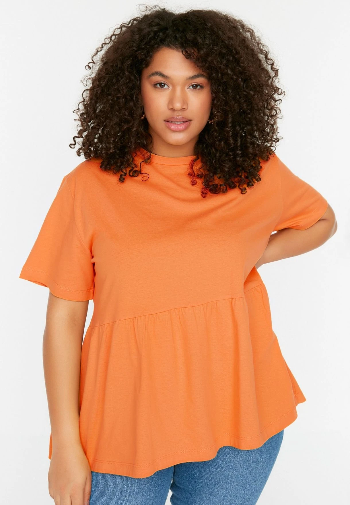 Crew Neck Peplum T-Shirt 3 Crew Neck Peplum T-Shirt