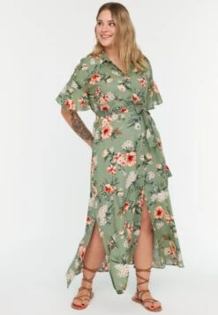 Slit Detail Floral Print Dress