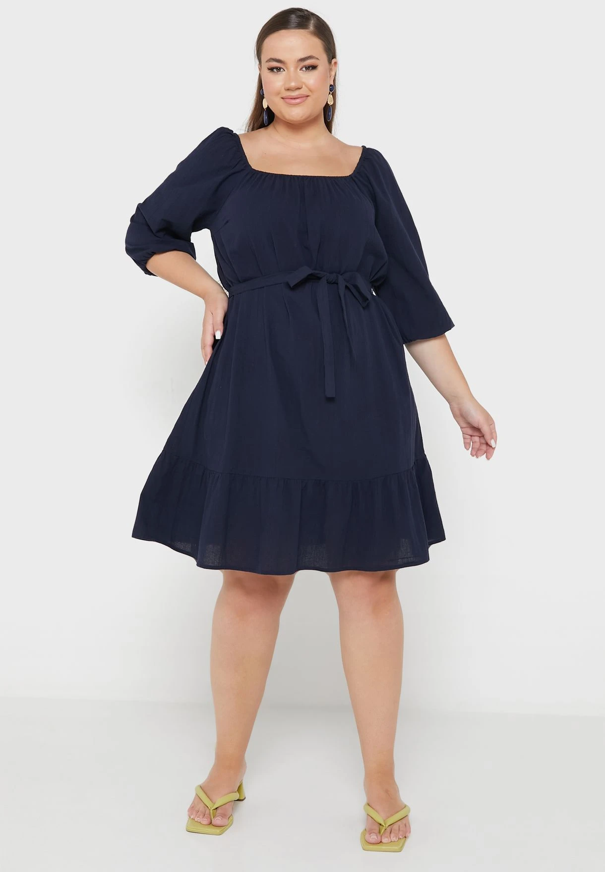 Vero Moda Curve Puff Sleeve Tie Detail Dress 3 Vero Moda Curve Puff Sleeve Tie Detail Dress