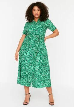 Tie Detail Floral Print Button Down Dress