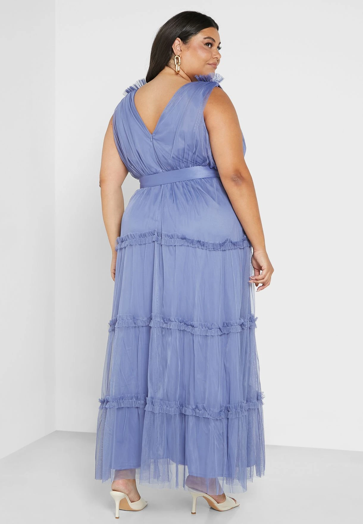 Plunge Neck Ruffle Detail Dress 4 Plunge Neck Ruffle Detail Dress - Image 2