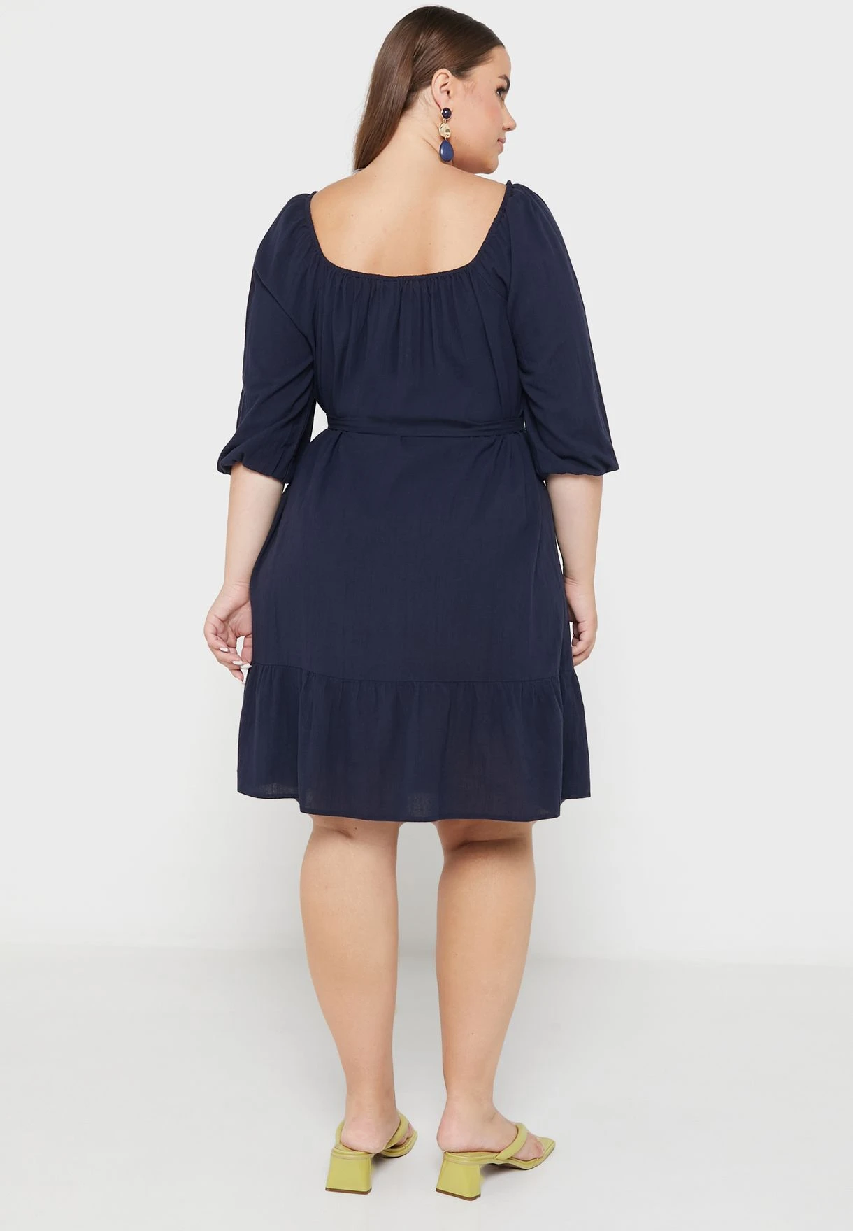 Vero Moda Curve Puff Sleeve Tie Detail Dress 4 Vero Moda Curve Puff Sleeve Tie Detail Dress - Image 2