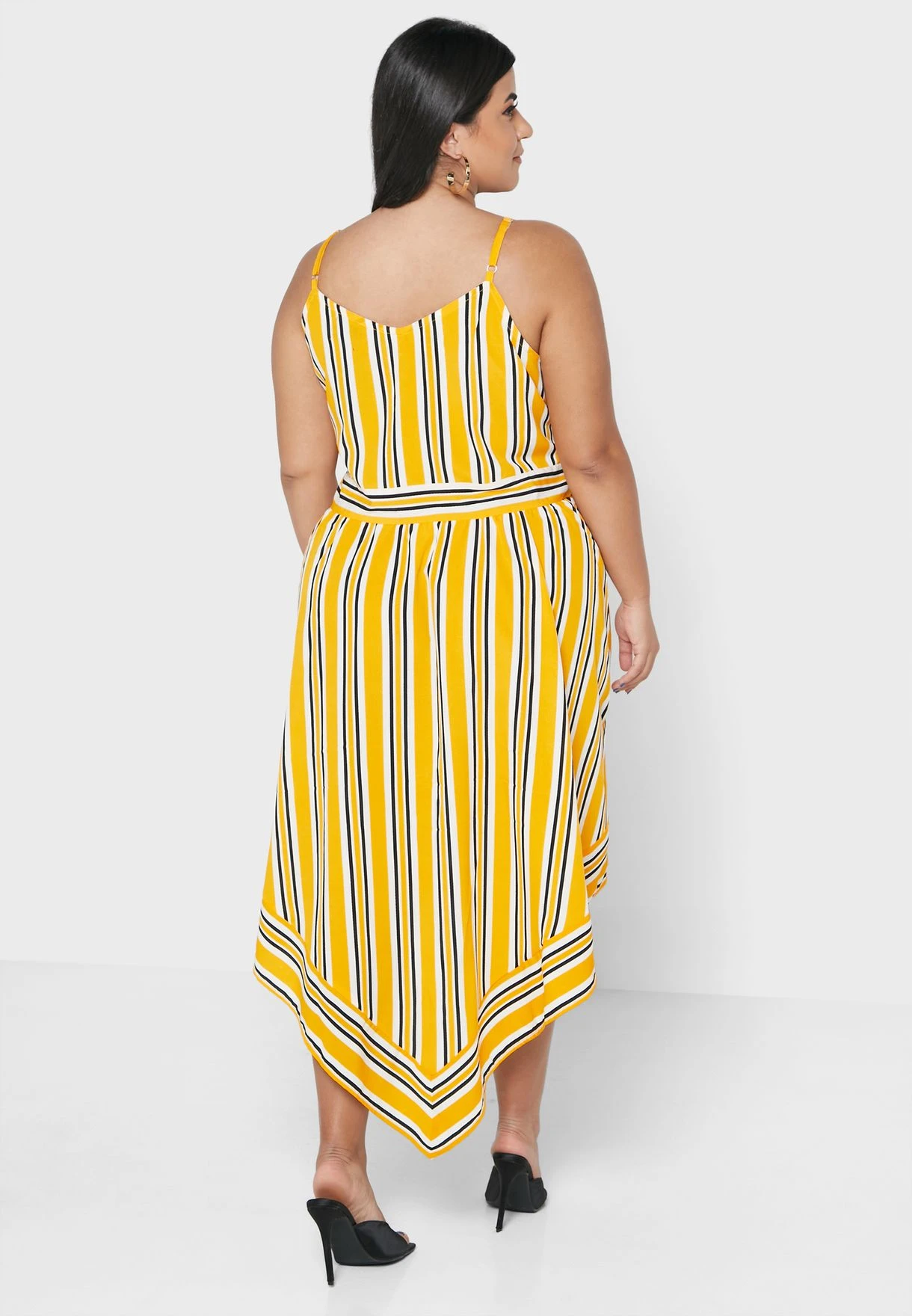 Pinstripe Gathered Waist Strap Detail Dress 4 Pinstripe Gathered Waist Strap Detail Dress - Image 2