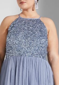 Halter Neck Tulle Sequin Detail Dress -CARMAKOMA Clothing Sales 3 zoom desktop 115