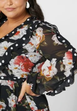 Balloon Sleeve Floral Print Ruffle Detail Dress -CARMAKOMA Clothing Sales 3 zoom desktop 128