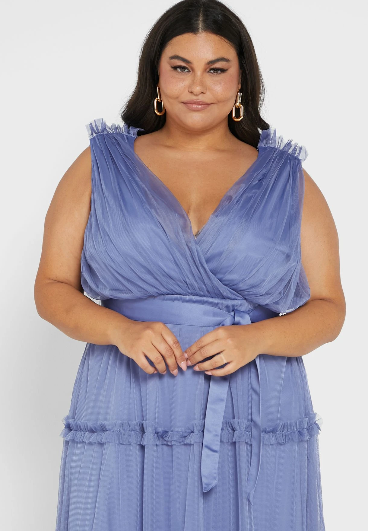 Plunge Neck Ruffle Detail Dress 5 Plunge Neck Ruffle Detail Dress - Image 3