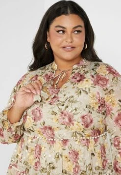 Floral Print Notch Neck Skater Dress 8 Floral Print Notch Neck Skater Dress -CARMAKOMA Clothing Sales 3 zoom desktop 144