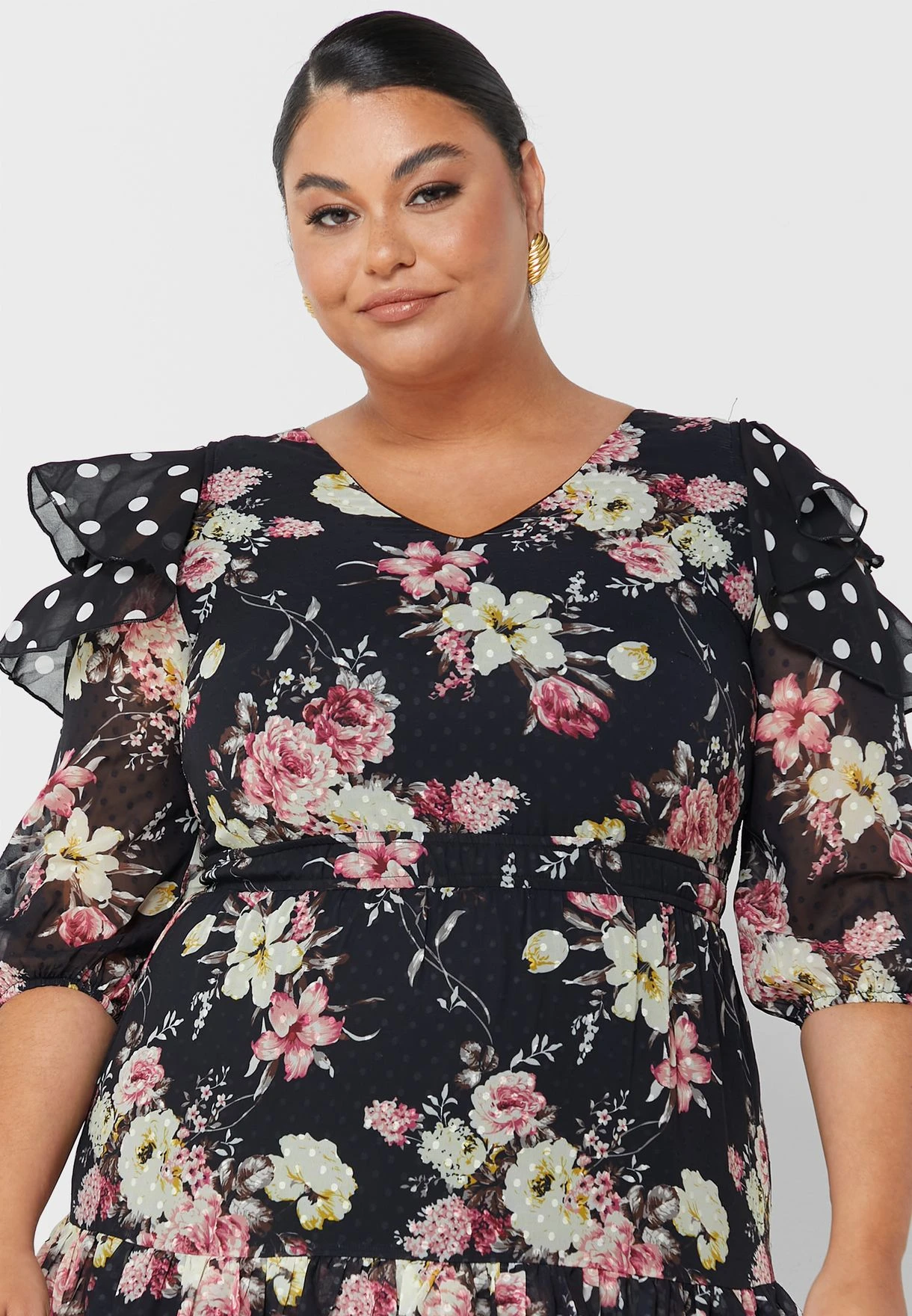 Floral Print Ruffle Detail Dress 5 Floral Print Ruffle Detail Dress - Image 3