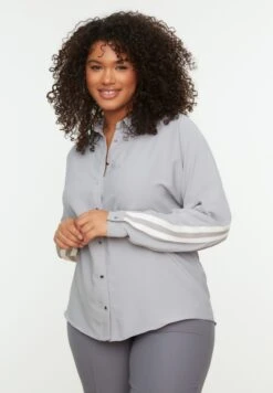 Stripe Detail Button Down Shirt -CARMAKOMA Clothing Sales 3 zoom desktop 306