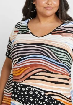 Avenue Striped Asymmetrical Hem Top -CARMAKOMA Clothing Sales 3 zoom desktop 355