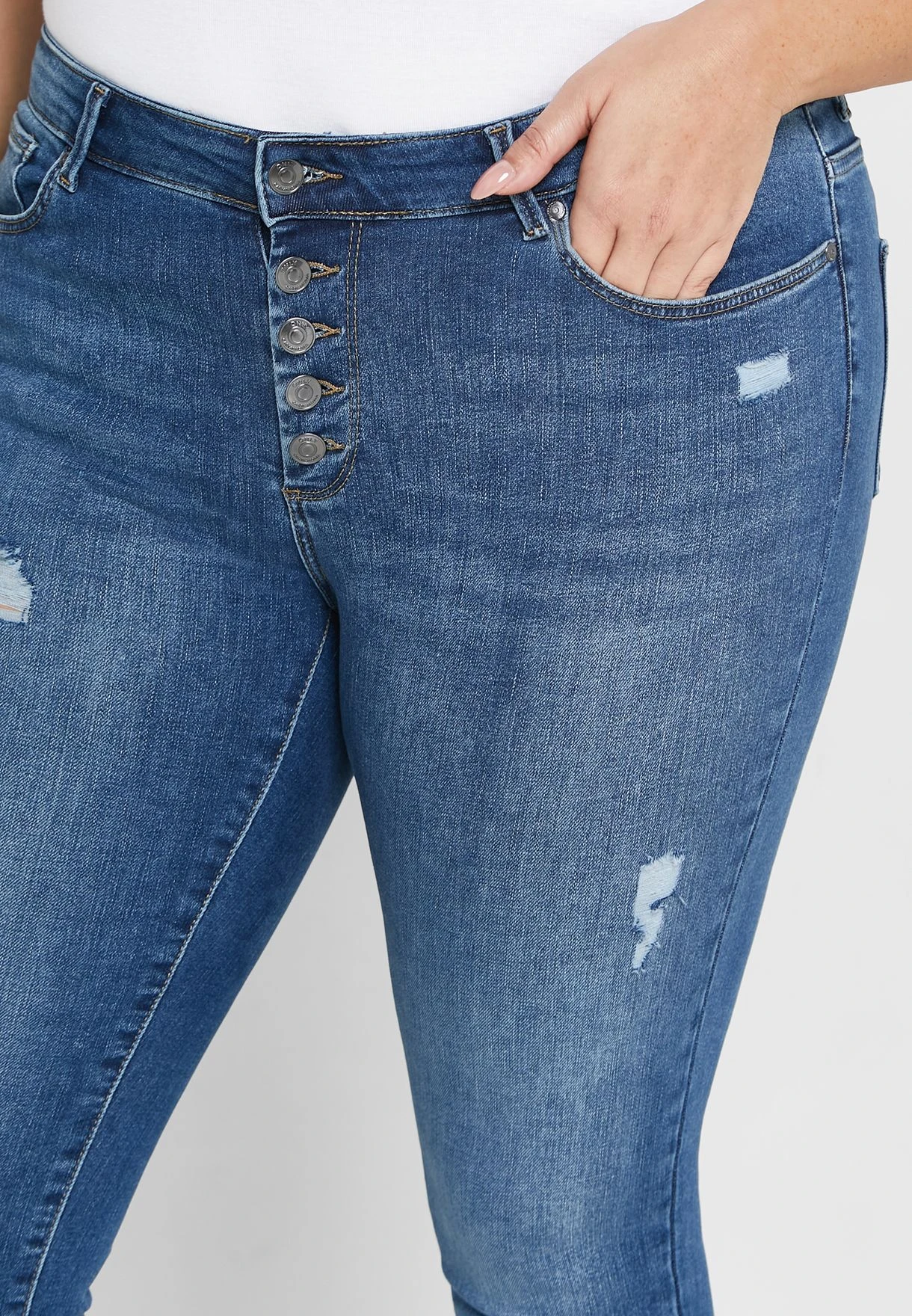 ONLY CARMAKOMA High Waist Distressed Jeans 5 ONLY CARMAKOMA High Waist Distressed Jeans - Image 3