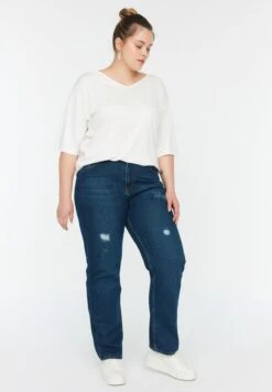 Ripped High Waist Jeans -CARMAKOMA Clothing Sales 3 zoom desktop 388