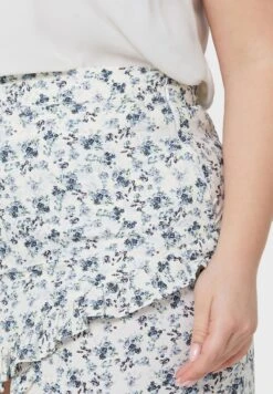 Blue Plus Size Ruffle Detail Printed Mini Skirt -CARMAKOMA Clothing Sales 3 zoom desktop 391