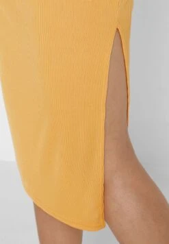 Mustard Plus Size Ribbed Midi Skirt 8 Mustard Plus Size Ribbed Midi Skirt -CARMAKOMA Clothing Sales 3 zoom desktop 409