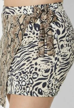 Stone Plus Size Spliced Print Wrap Front Skirt 8 Stone Plus Size Spliced Print Wrap Front Skirt -CARMAKOMA Clothing Sales 3 zoom desktop 418