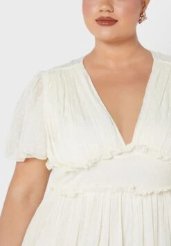 Plunge Neck Ruffle Waist Dress -CARMAKOMA Clothing Sales 3 zoom desktop 84