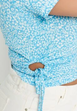 Ruched Cut Out Detail Printed T-Shirt 13 Ruched Cut Out Detail Printed T-Shirt -CARMAKOMA Clothing Sales 4 zoom desktop 12