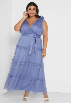 Plunge Neck Ruffle Detail Dress 9 Plunge Neck Ruffle Detail Dress -CARMAKOMA Clothing Sales 4 zoom desktop 127