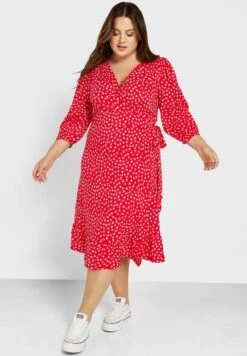 ONLY CARMAKOMA Ruffle Hem Wrap Dress 9 ONLY CARMAKOMA Ruffle Hem Wrap Dress -CARMAKOMA Clothing Sales 4 zoom desktop 128