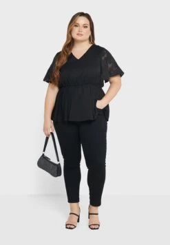 Mesh Sleeve Detail Peplum Top 9 Mesh Sleeve Detail Peplum Top -CARMAKOMA Clothing Sales 4 zoom desktop 258