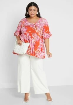 Avenue Floral Printed Tiered Tunic -CARMAKOMA Clothing Sales 4 zoom desktop 265