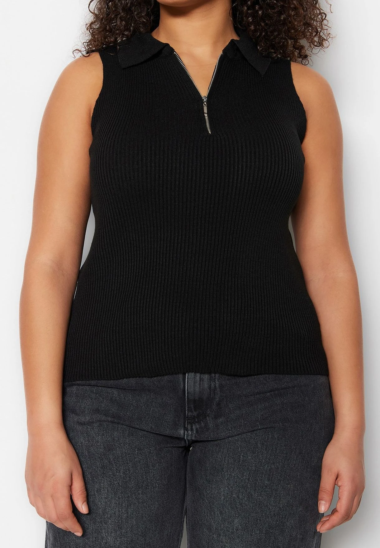 Zip Neck Ribbed Top 6 Zip Neck Ribbed Top - Image 4